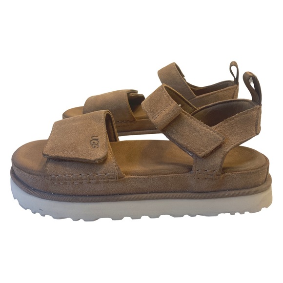 UGG Goldenstar Platform Suede Sandals in Driftwood/Sand
Size: US 9.5 - Picture 4 of 11